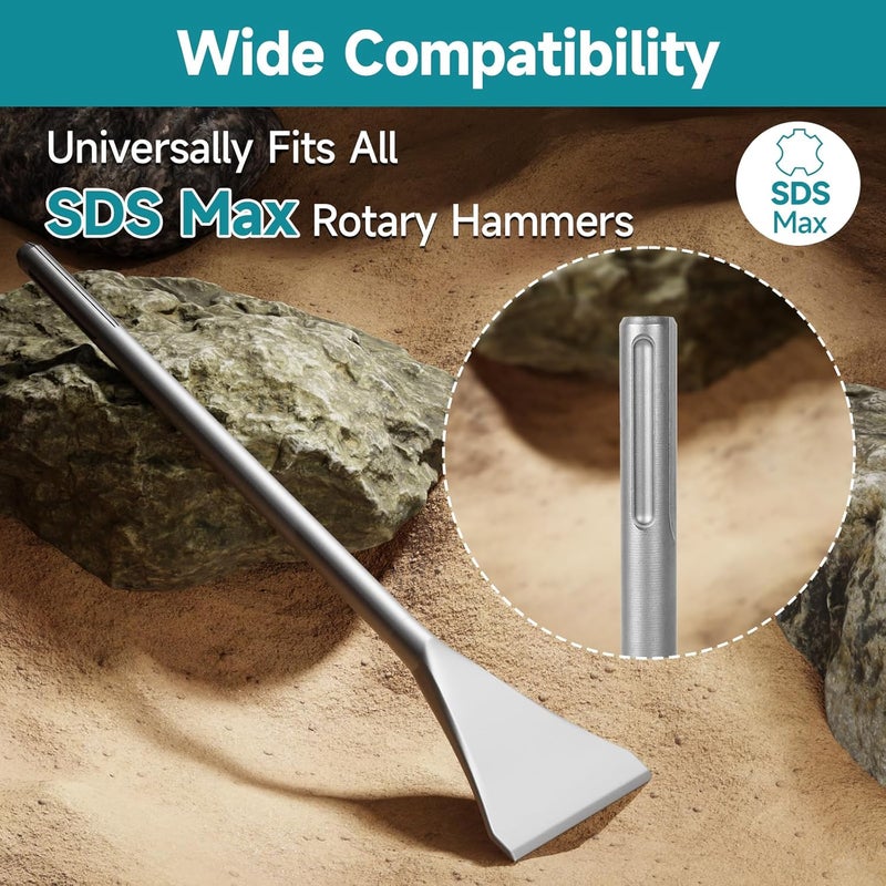 YOSIGHT Tile Chisel with SDS-Max Shanks - 4.33 In. x 15.75 In. Tile Chisel Hammer Alloy Steel Chisel Remove Chisel- Suitable for SDS-Max Jack Hammer - Image 4